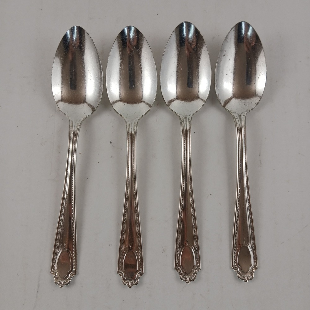 4pc Cameo Silver Plate Teaspoon‎ No Monogram Vintage